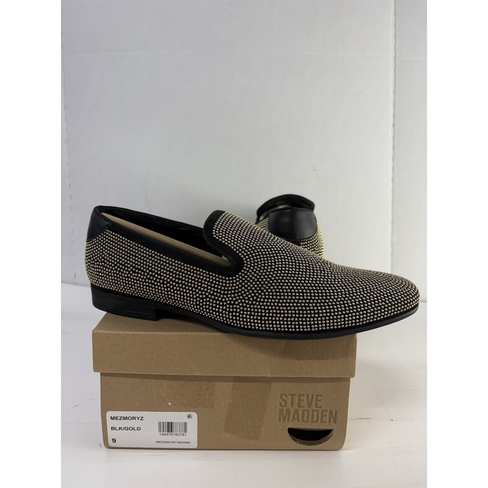 Steve Madden Men's Mezmoryz Slip On Loafers Gold/Black Studded Fashion Size 9M